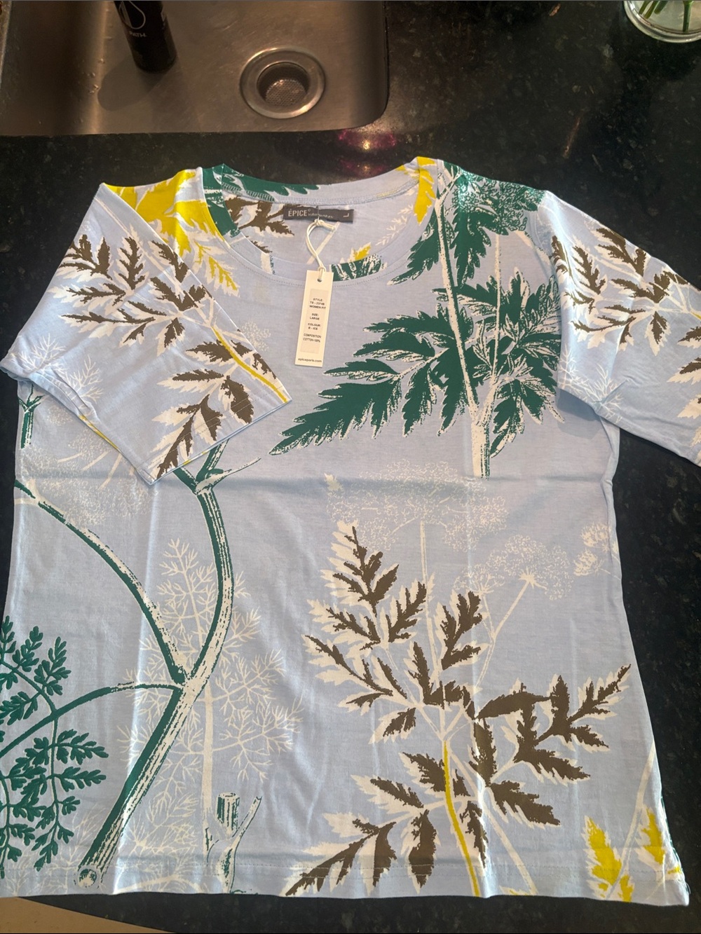 Epice Paris Cotton Tee- Lime Green, Lavender & Orange (L)